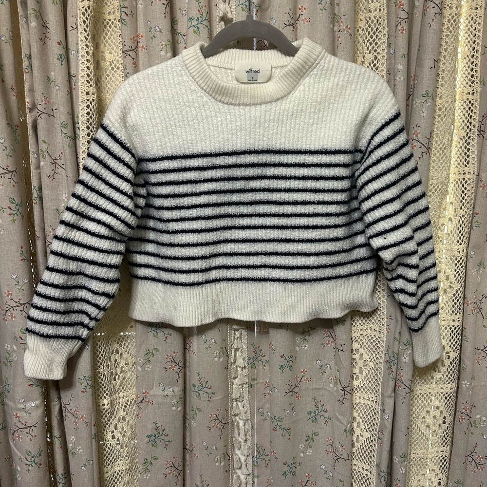 Wilfred Aritzia Maria Navy Striped Wool Sweater Size‎ Medium